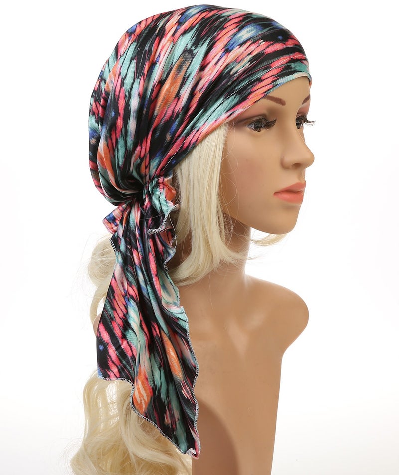 DancMolly Summer Chemo Scarf Lightweight Silky Beanie Ruffle Cap Cancer Headwear for Womens (Style 09,Print-Snakeskin) - Image 2